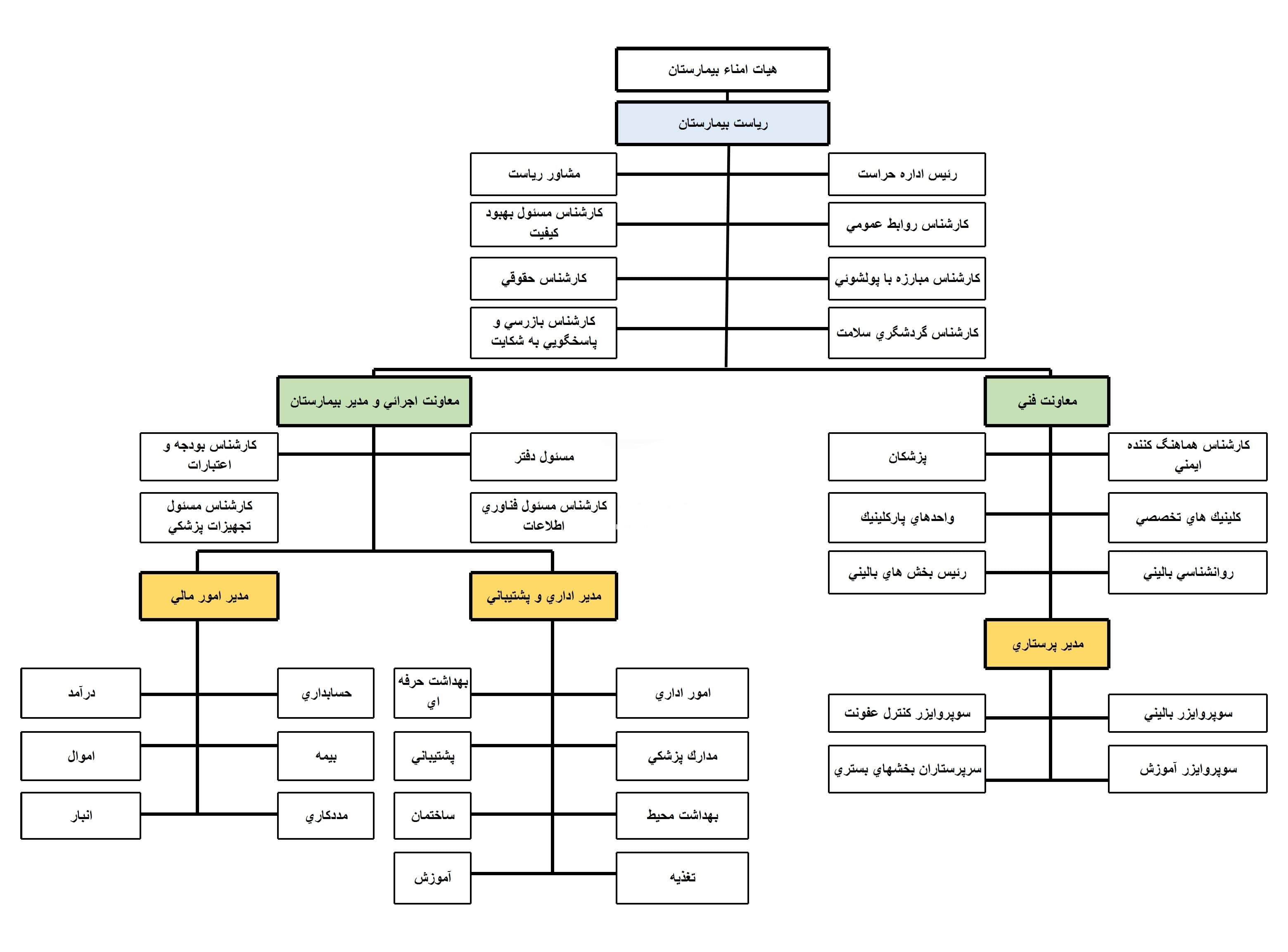 چارت سازمانی بیمارستان کیش