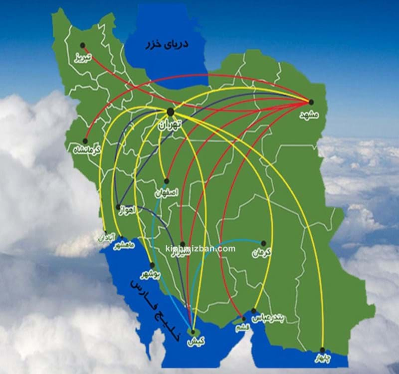 مسیر داخلی پروازیهای داخلی هواپیمایی زاگرس 