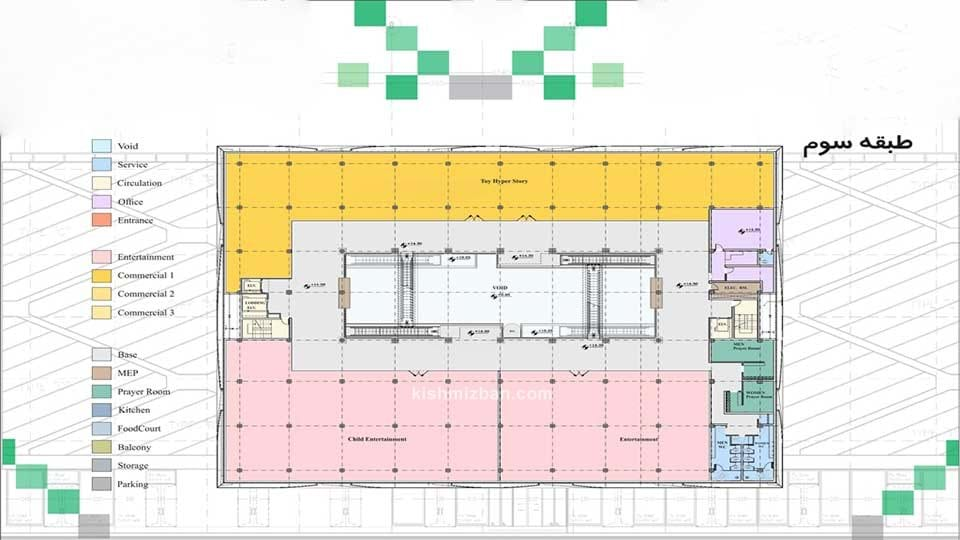 پلان طبقه سوم مجتمع خدماتی سرو کیش